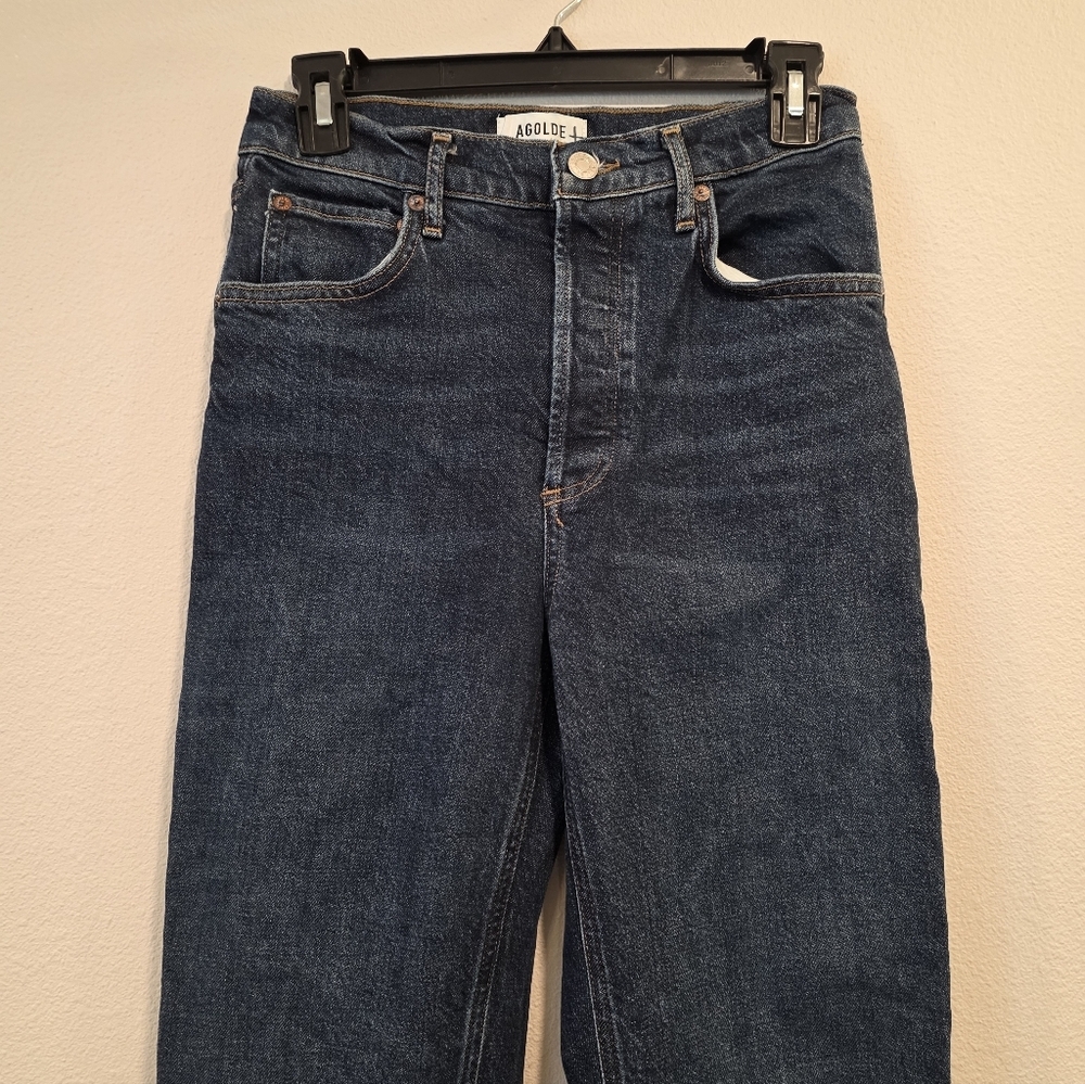 Agolde Riley Long High Rise Straight Leg Divided Jeans - Picture 4 of 8